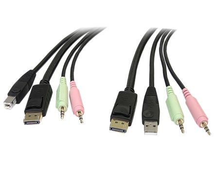 StarTech.com KVM Cable, 1.8m, Jack Stéréo 3,5 Mm X 2 ; DisplayPort ; USB A Vers Jack Stéréo 3,5 Mm X 2 ; DisplayPort ;