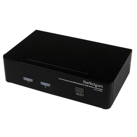StarTech.com KVM-Switch 2-Port 1 Videoausgänge DisplayPort 1 Displays USB 3,5 Mm Stereo 220 X 130 X 44mm