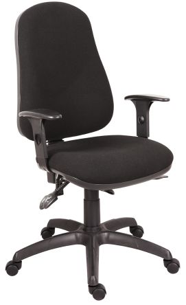 RS PRO Silla De Color Negro Ajustable Sobre Ruedas, Asiento De Tela, Alt. Asiento 52 → 64cm