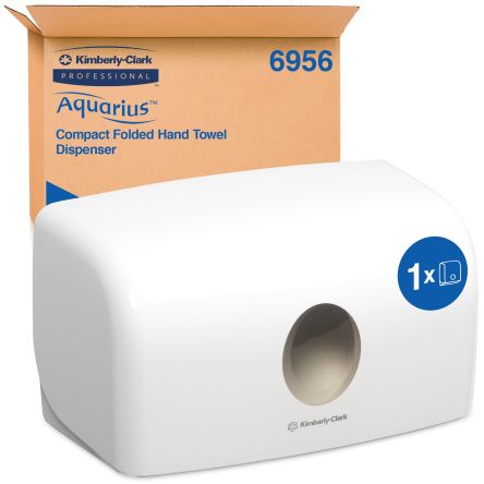 Kimberly Clark Dispensador De Toallitas De Papel Aquarius De Color Blanco Para Montaje En Pared, 159mm X 287mm X 142mm