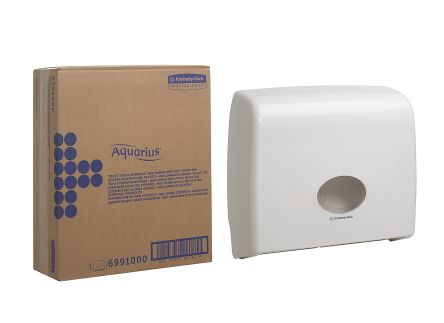 Kimberly Clark Kunststoff Toilettenpapierhalter Einfach, Weiß, 445mm X 129mm X 380mm, Aquarius