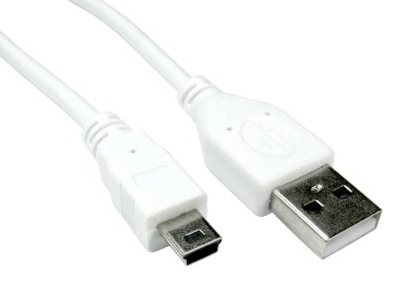 RS PRO USB线, USB A公插转Mini USB B公插, 1.8m长, USB 2.0, 白色