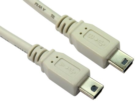 RS PRO Cable, Male Mini USB B to Female Mini USB B USB Extension Cable,  200mm