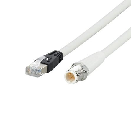 Ifm Electronic EVF Ethernetkabel Cat.5, 10m, Grau Patchkabel, A M12 Buchse, B RJ45, Aussen ø 6.5mm, MPPE