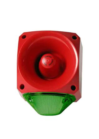 Klaxon 声光报警器, 10 → 60 V 直流, IP66, 113 dB @ 1 m最大分贝, 绿色灯罩, 1m 外分贝113dB