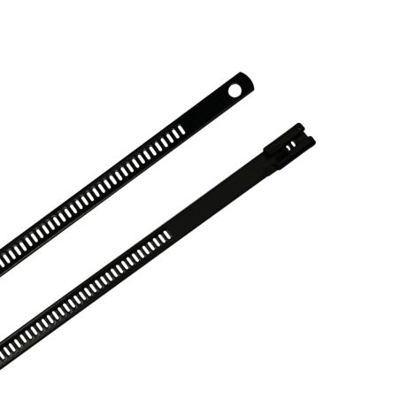 RS PRO Cable Tie, Ladder Single Lock, 225mm X 7 Mm, Black 316 Stainless Steel, Pk-100