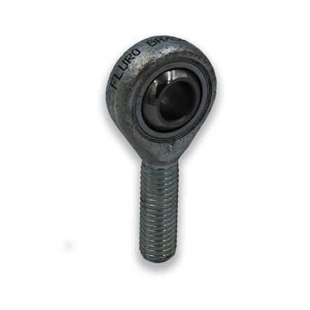 Fluro M12 X 1.25 Male Galvanized Steel Rod End, 12mm Bore, 70mm Long, Metric Thread Standard, Male Connection Gender