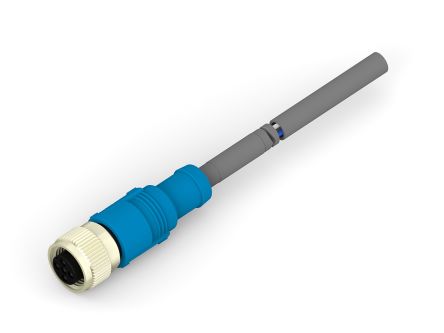 TE Connectivity Cable De Conexión, Con. A M12 Hembra, 5 Polos, Con. B Sin Terminación, Cod.: A, Long. 3m, 60 V, 4,0