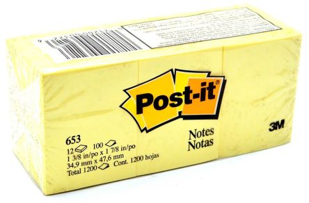Post-It 3M Haftnotiz, 100 Blatt, Gelb 47.6mm 34.9mm