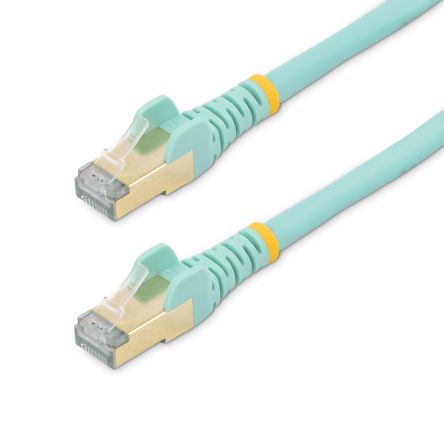 StarTech.com Cable Ethernet Cat6a STP Startech De Color Azul Claro, Long. 0.5m, Funda De PVC, Calificación CMG