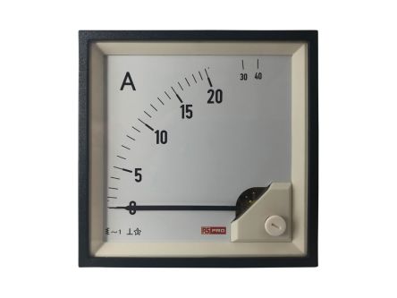 RS PRO Amperemeter 40 (Input)A AC Dreheisen, 92mm X 92mm T. 54 (<30 A) Mm, 62 (30 → 60 A) Mm, 0 → 40