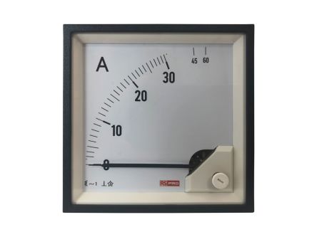 RS PRO Amperemeter 60 (Input)A AC Dreheisen, 92mm X 92mm T. 54 (<30 A) Mm, 62 (30 → 60 A) Mm, 0 → 60