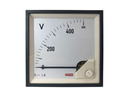 RS PRO Analoges Voltmeter AC Analog-Anzeige / 0,01, 92mm, 92mm, 66 (100 A)mm