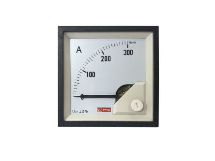 RS PRO Amperemeter 0/300A For Shunt 75mV DC Drehspule, 68mm X 68mm T. 54 (<4 A) Mm, 67 (5 → 60 A) Mm, 67 (60