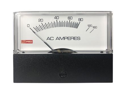 RS PRO Amperemeter 10 (Input) A, 160 (Scale) A AC, 74mm X 76mm T. 45.7mm, 0 → 10 (Input) A, 0 → 160