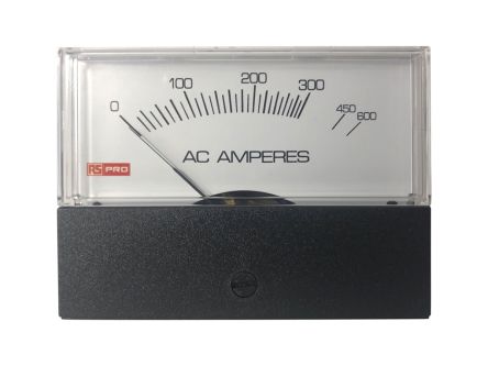 RS PRO Analogue Panel Ammeter 10 (Input) A, 600 (Scale) A AC, 76mm X 74mm, ±1.5 %