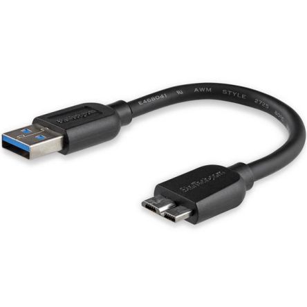 StarTech.com Cable USB 3.0 Startech, Con A. USB A Macho, Con B. Micro USB B Macho, Long. 15cm, Color Negro