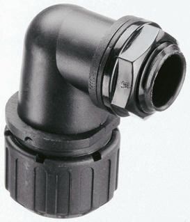 Adaptaflex Racor Para Conducto, Acodado 90° De Nylon 66 Negro, Tamaño Nom. 32mm, Rosca M32, IP67