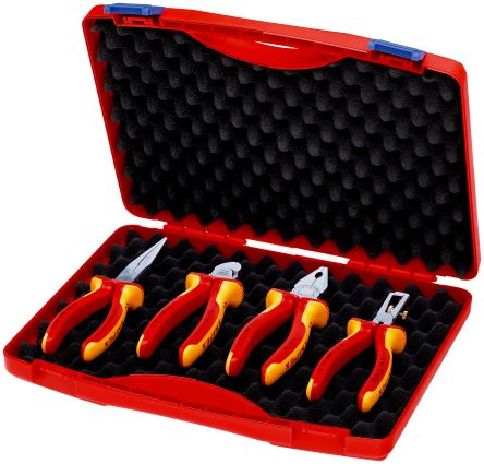 Knipex 4-Piece Plier Set, VDE/1000V, 10 In Overall