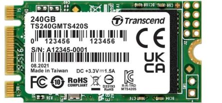 Transcend MTS420S, M.2 Intern HDD-Festplatte SATA III, TLC, 240 GB, SSD