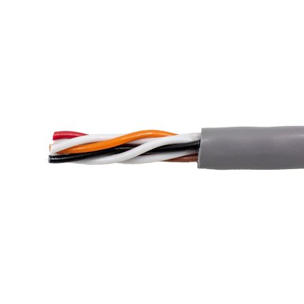 Alpha Wire Datenkabel, 4-paarig 0,81 Mm² Ø 10.69mm PVC Isoliert Twisted Pair Grau