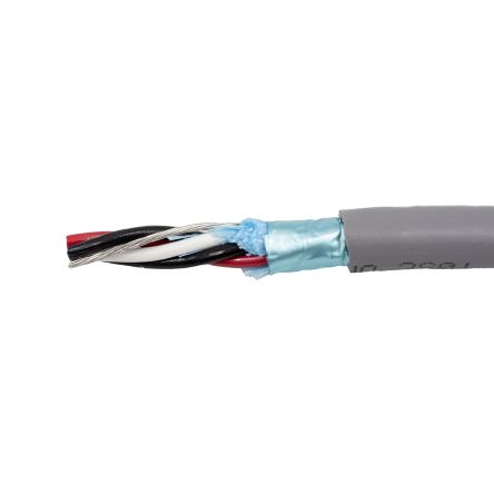 Alpha Wire Datenkabel, 2-paarig 0,35 Mm² Ø 6.22mm Aluminium/Mylarband Schirmung PVC Isoliert Twisted Pair Grau