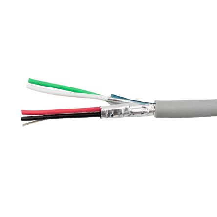 Alpha Wire Twisted Pair Data Cable, 2 Pairs, 0.35 Mm², 4 Cores, 22 AWG, Screened, 304.8m, Black, Grey Sheath