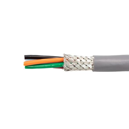 Alpha Wire Control Cable, 10 Cores, 0.96 Mm², Screened, Grey PVC Sheath, 18 AWG