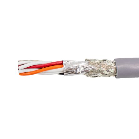Alpha Wire Cable De Datos Apantallado De 8 Conductores, 4 Pares, 0,22 Mm², 24 AWG, Ø Ext. 10.49mm, Funda De PVC Gris