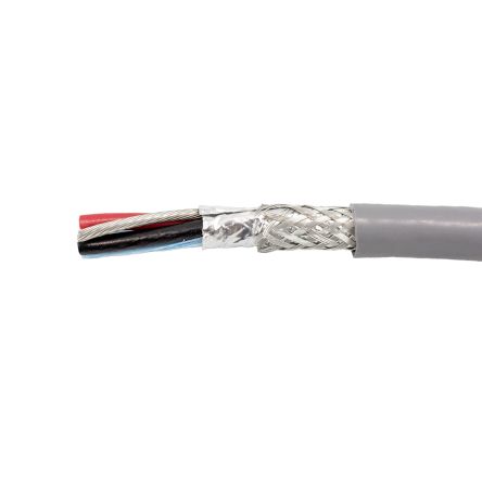 Alpha Wire Steuerkabel, 3-adrig Grau, 22 AWG, Aluminiumfolie