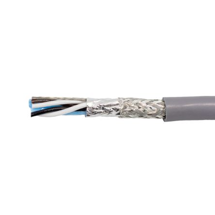 Alpha Wire Datenkabel, 3-paarig 0,23 Mm² Ø 6.6mm Aluminium/Mylarband Schirmung PVC Isoliert Twisted Pair Grau