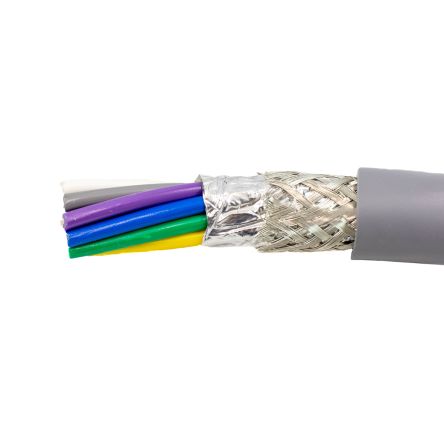 Alpha Wire Datenkabel, 12-paarig 0,23 Mm² Ø 10.41mm Aluminium/Mylarband Schirmung PVC Isoliert Twisted Pair Grau