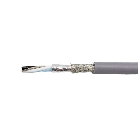 Alpha Wire Datenkabel, 1-paarig 0,25 Mm² Ø 5.54mm Aluminium/Mylarband Schirmung PVC Isoliert Twisted Pair Grau