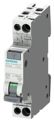 Siemens RCBO Sentron 5SV1316 FI/LS-Schalter 13A, 1P+N-polig Typ A, Empfindlichkeit 30mA, DIN-Schienen-Montage