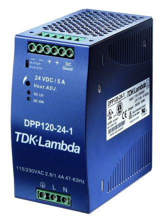 TDK-Lambda DPP120 DIN Rail Power Supply, 93 → 132V Ac Ac, Dc Input, 24V Dc Dc Output, 5A Output, 120W