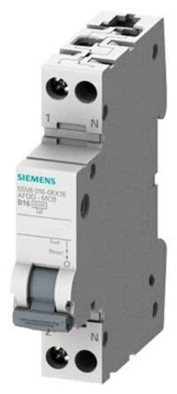 Siemens Dispositivo De Detección De Fallo De Arco Eléctrico 2P, 13A, Curva Tipo B, Poder De Corte 6 KA, SENTRON, Montaje En