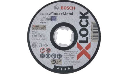 Bosch X-Lock Aluminium Oxide Cutting Disc, 115mm X 1mm Thick, P220 Grit, 25 In Pack