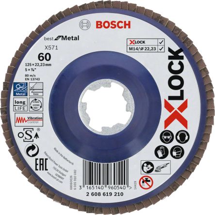 Bosch Zirkonoxid Aluminium Fächerschleifscheibe Ø 115mm, Korngröße P80