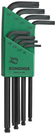 Bondhus TORX®-Schlüsselsatz L-Form Lang Stahl 8-teilig, T8 → T20