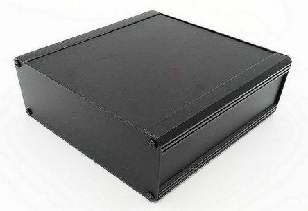 RS PRO 挤制铝散热片箱, 外部尺寸300 x 100 x 175mm, IP40, 黑色