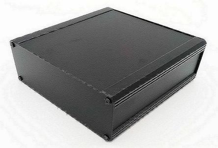RS PRO 挤制铝散热片箱, 外部尺寸400 x 100 x 175mm, IP40, 黑色