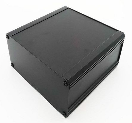 RS PRO Black Extruded Aluminium Heat Sink Case, IP40, Black Lid, 300 X 300 X 264mm