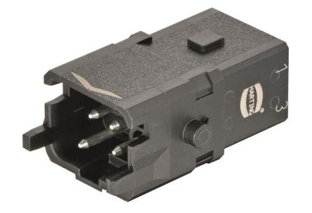 HARTING Han 1A Industrie-Steckverbinder Kontakteinsatz, 3-polig 10A Stecker, Schrauben