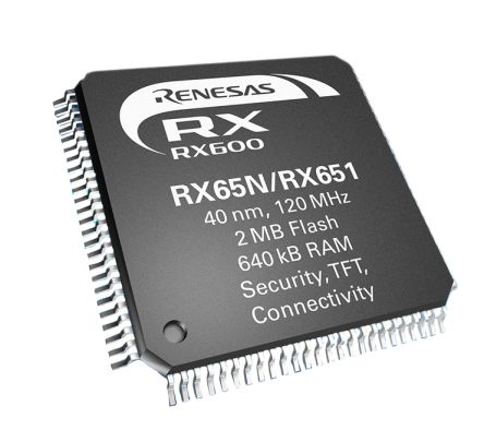 Renesas Electronics Microcontrôleur, 32bit, 640 KB RAM, 2 Mo, 120MHz, TFBGA 64, Série RX65N