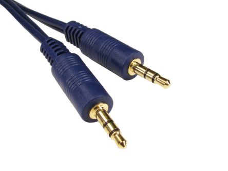 RS PRO Male 3.5mm Stereo Jack To Male 3.5mm Stereo Jack Aux Cable, Blue, 10m