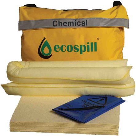 Ecospill Ltd Kit Para Derrames, Contiene Almohadilla X 20, Calzo X 2, Bolsa De Residuos Y Corbata X 2, Capacidad De