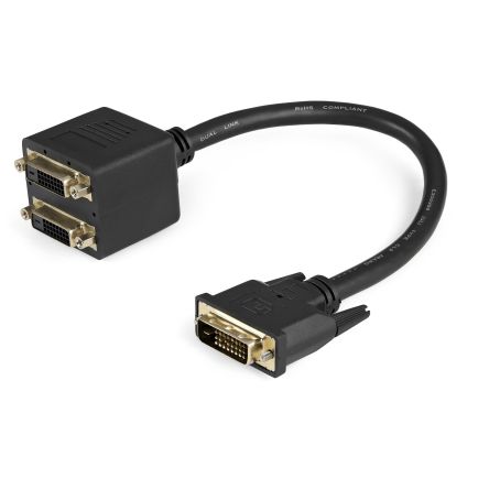 StarTech.com, Male DVI-D Dual Link to Female DVI-D Dual Link x 2 Cable, 300mmBlack sheath