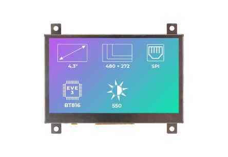 Riverdi Farb-LCD 4.3Zoll SPI Mit Touch Screen, 1280 X 768pixels, 54 X 95mm 4 V LED Dc