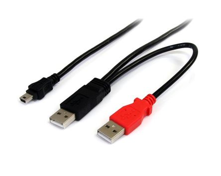 StarTech.com USB 2.0 Cable, Male USB A X 2 To Male Mini USB B Cable, 1.8m