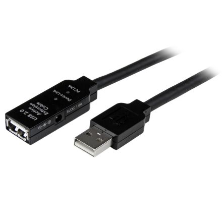 Startech USB延长线 USB线, USB A公插转USB A母座, 25m长, USB 2.0, 黑色